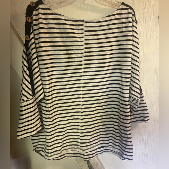 Umgee usa black white stripe boatneck ladies blouse top xl extra large batwing - Picture 6 of 6